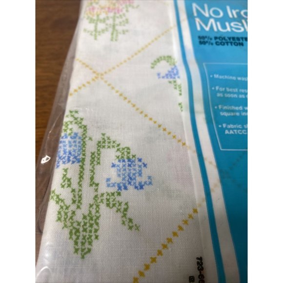 Vintage JC Penney Standard Pillowcases New Pink Yellow Flowers Muslin Made USA - Picture 5 of 6